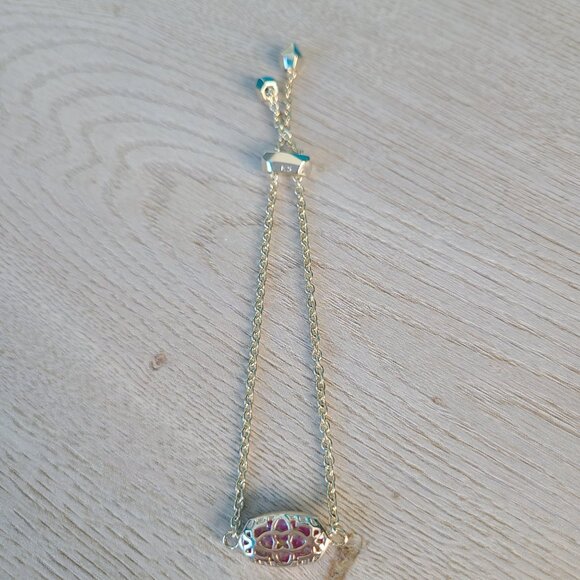Kendra Scott Gold Elaina Adjustable Bracelet In Fuchsia Kyocera Opal - Picture 2 of 2